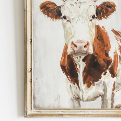 Cow Wall Art, Vintage Farm Animal Print, Rustic Home Decor - WildfieldPrints