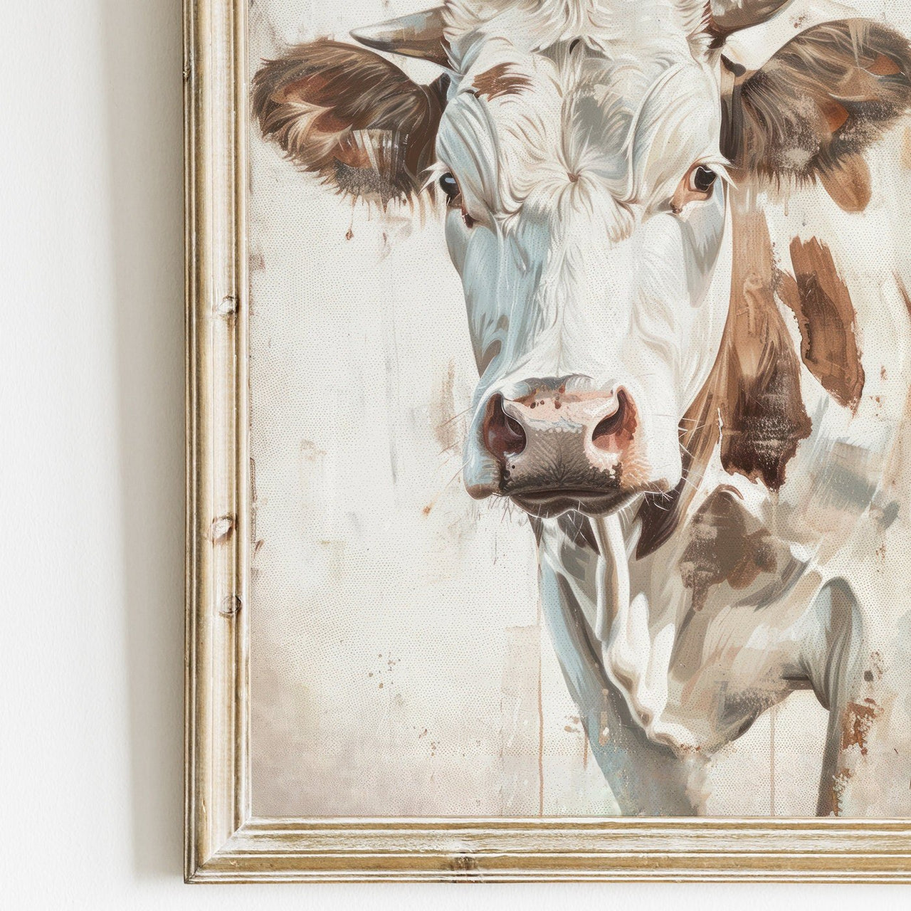 Brown and White Cow Wall Art – Farm Nursery Print