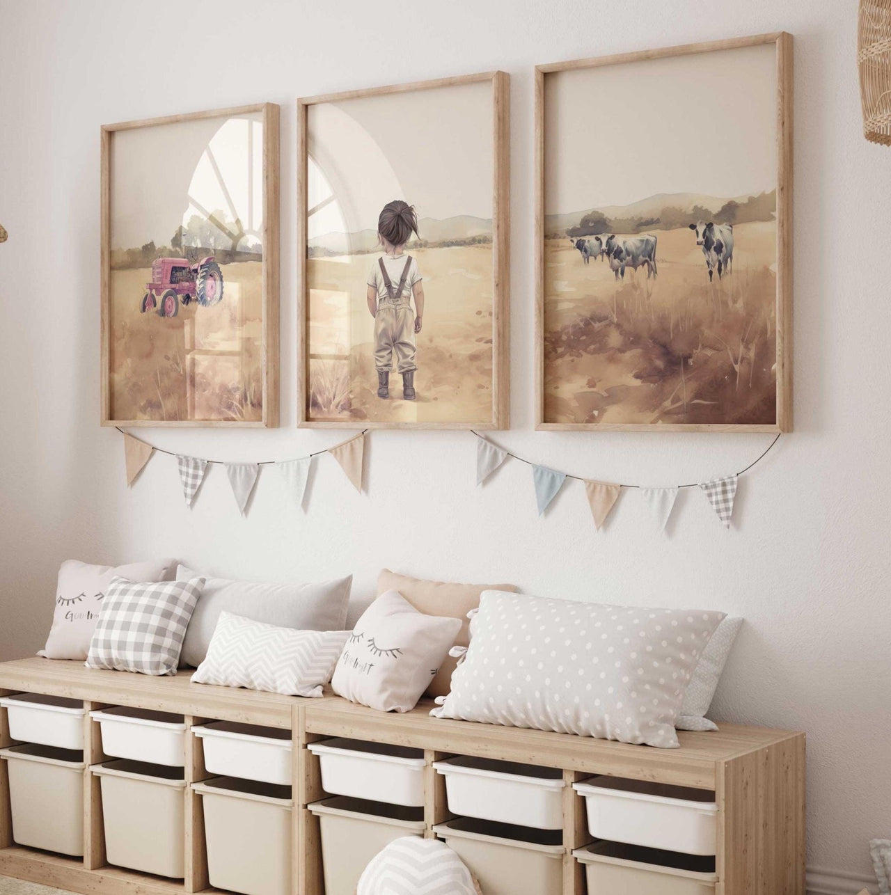 Cowgirl Wall Art – Farm Nursery Print for Girls • Set of 3