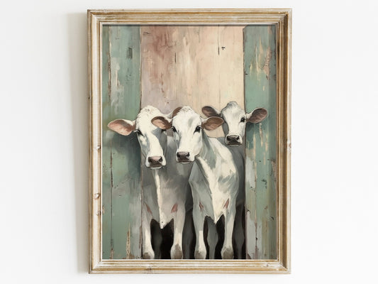 Cows Print, Rustic Farmhouse Wall Art, Cattle Decor for Home - WildfieldPrints