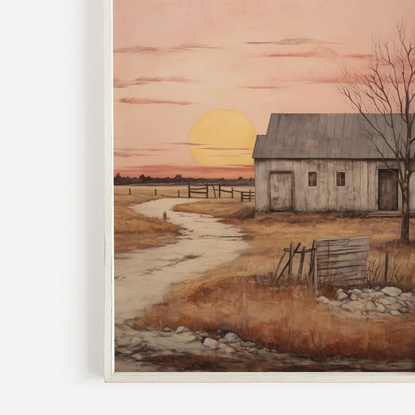 Cozy Country Home Decor, Rustic Wall Art, Farmhouse Painting - WildfieldPrints