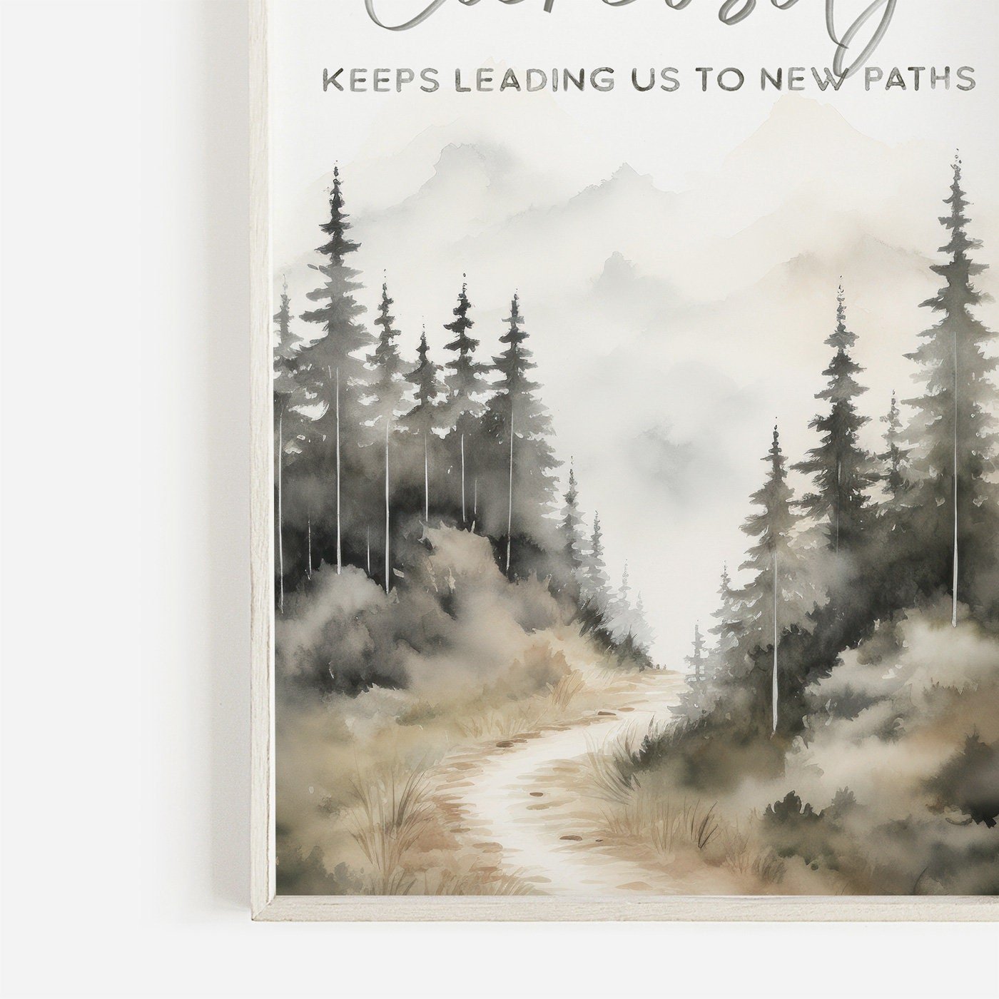 Curiosity - Inspired Watercolor Forest Quote, Vintage - Style Wall Art - WildfieldPrints
