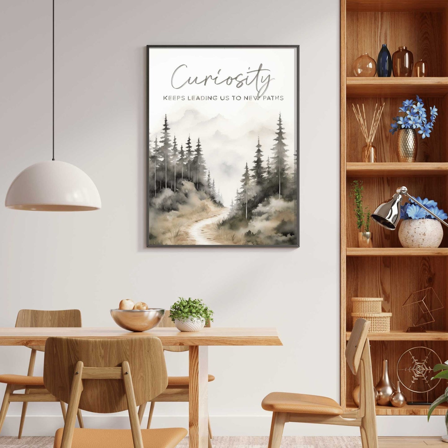 Curiosity - Inspired Watercolor Forest Quote, Vintage - Style Wall Art - WildfieldPrints