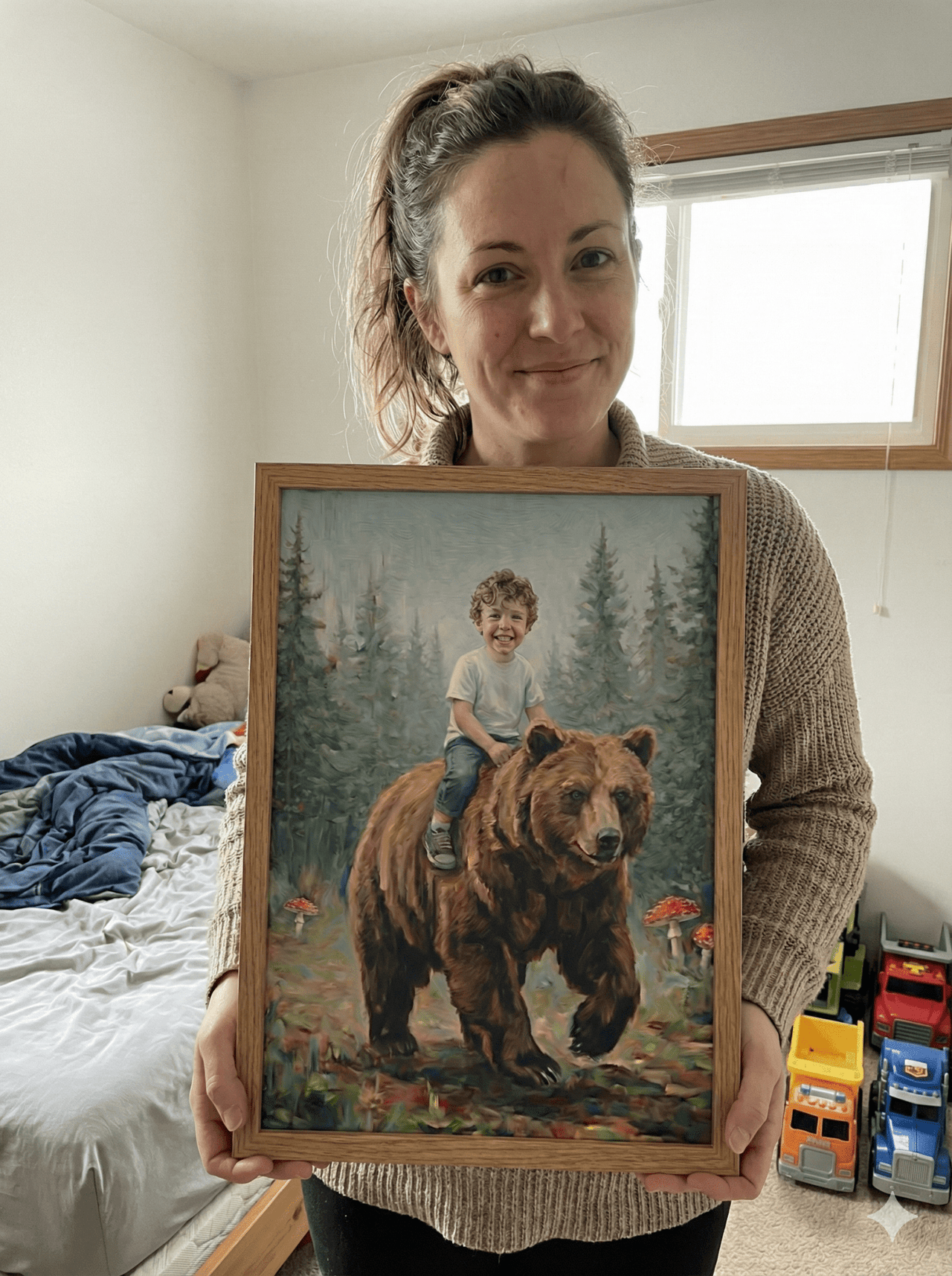 Custom Boy & Bear Print — Woodland Themed Boys Room Wall Decor