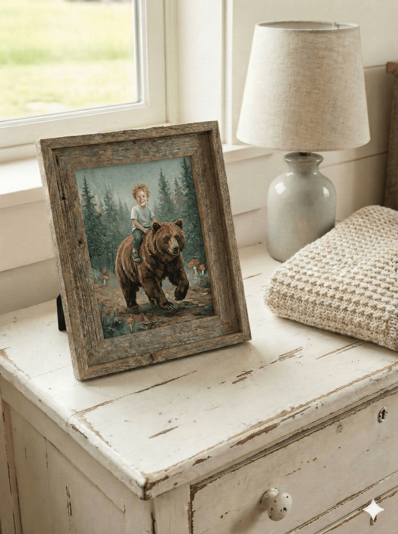 Custom Boy & Bear Print — Woodland Themed Boys Room Wall Decor