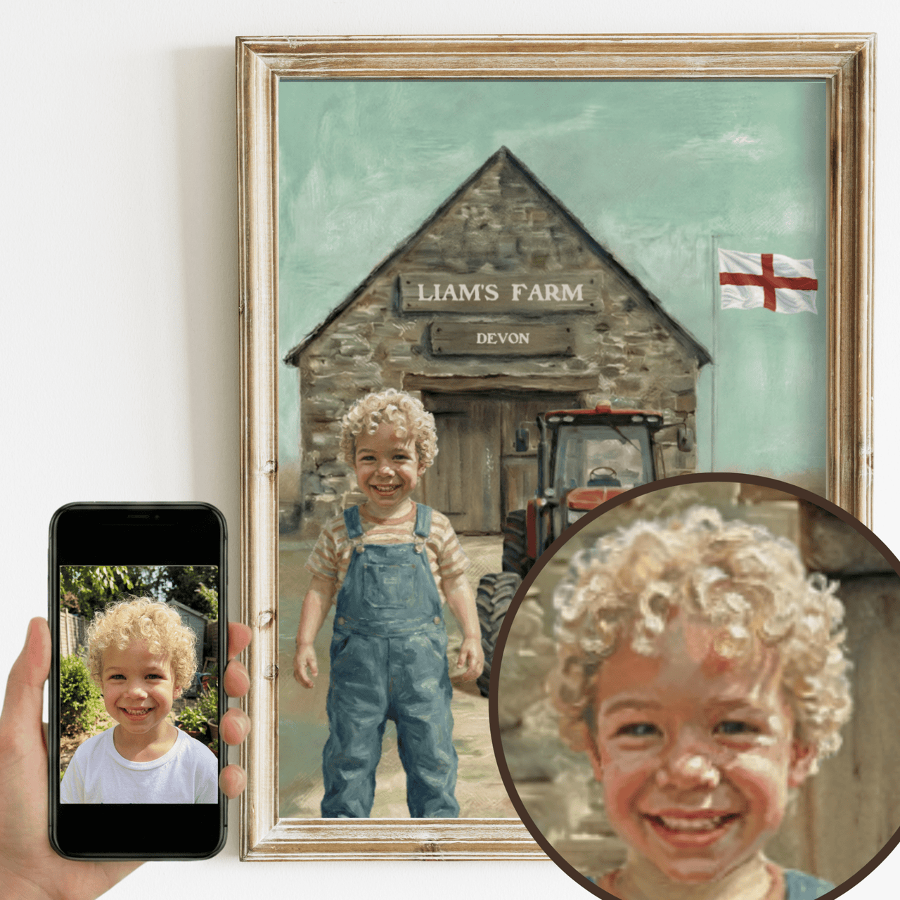 Custom Boy on a Farm Print — Farm Themed Boys Room Wall Decor