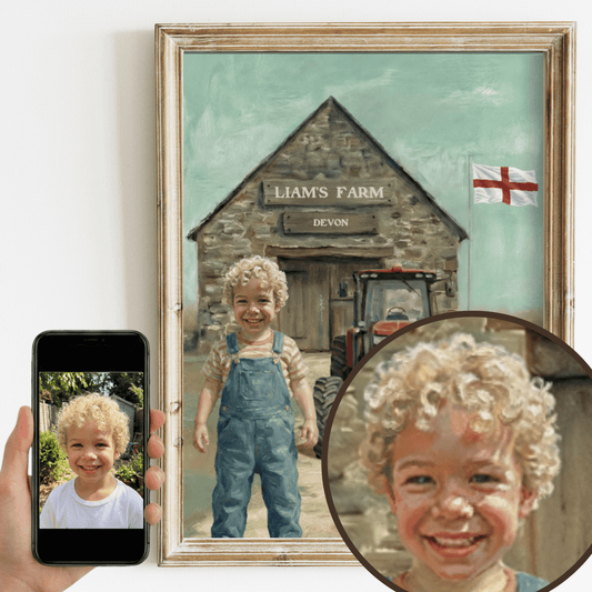 Custom Boy on a Farm Print — Farm Themed Boys Room Wall Decor