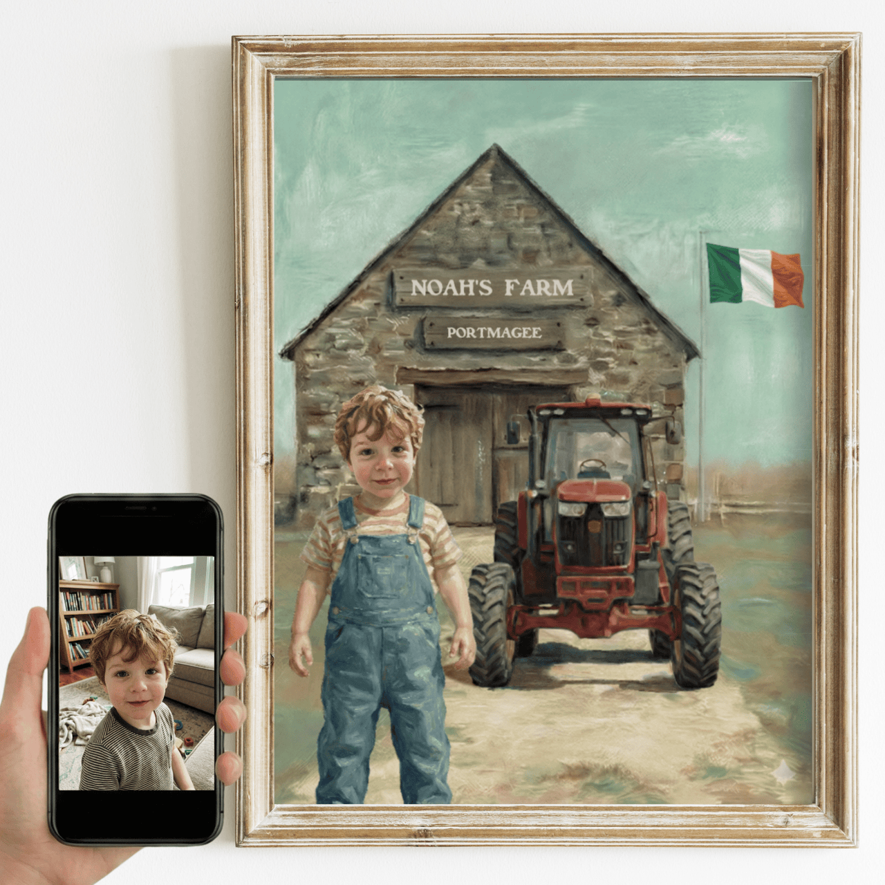 Custom Boy on a Farm Print — Farm Themed Boys Room Wall Decor