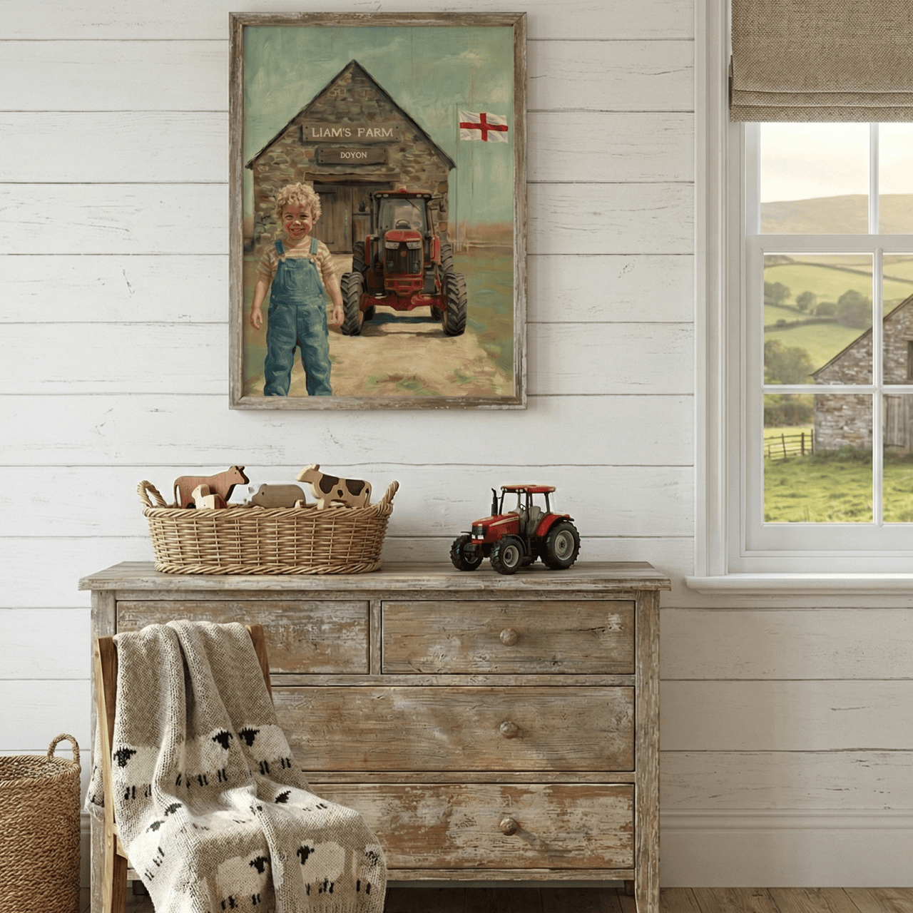 Custom Boy on a Farm Print — Farm Themed Boys Room Wall Decor