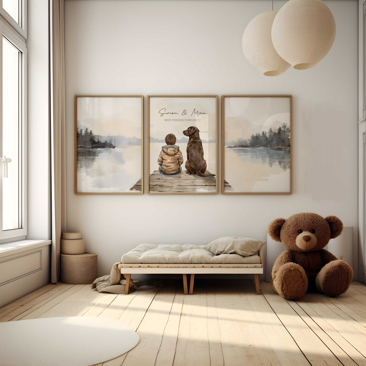 Custom Labrador Prints – Dog Wall Art for Boys • Set of 3