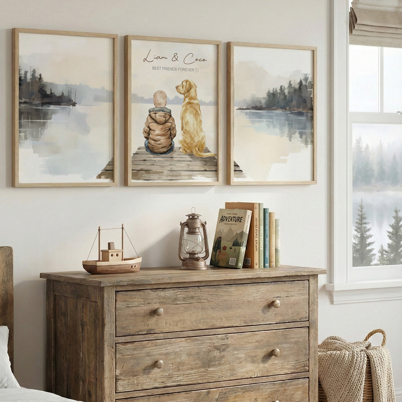 Custom Labrador Prints – Dog Wall Art for Boys • Set of 3