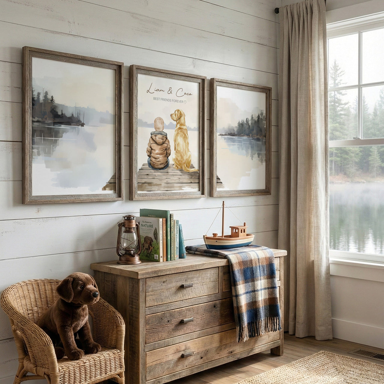 Custom Labrador Prints – Dog Wall Art for Boys • Set of 3