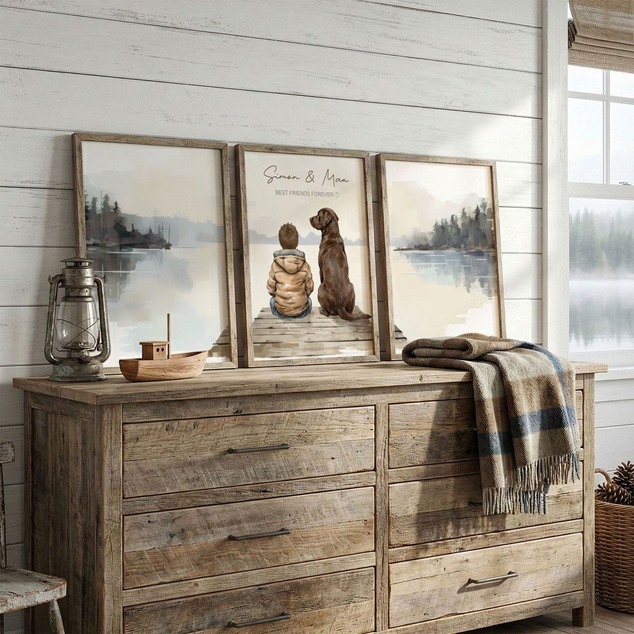 Custom Labrador Prints – Dog Wall Art for Boys • Set of 3