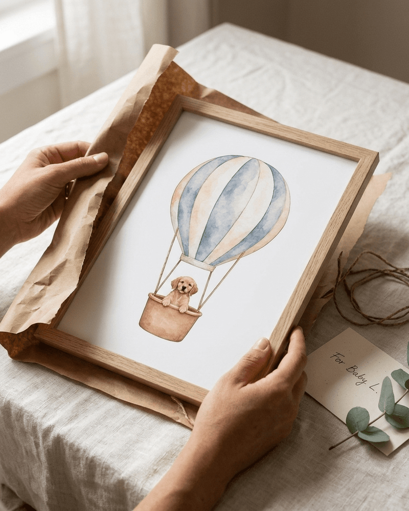 Custom Nursery Prints with Your Dog — Sailboat, Hot Air Balloon and Airplane, Set of 3 (Copy)