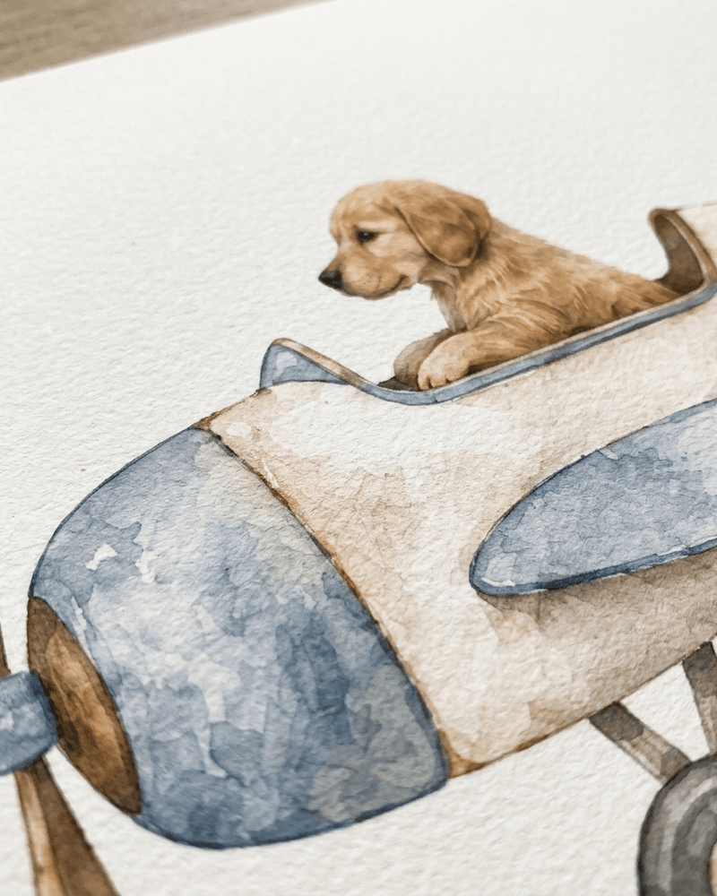 Custom Nursery Prints with Your Dog — Sailboat, Hot Air Balloon and Airplane, Set of 3 (Copy)