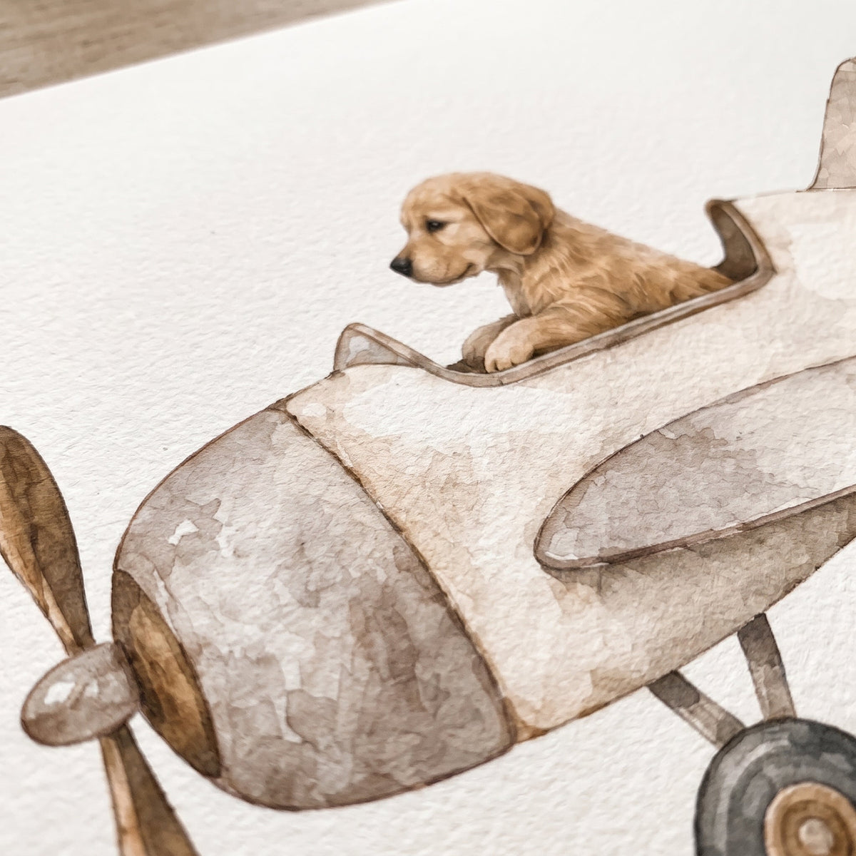 Custom Nursery Prints with Your Dog — Sailboat, Hot Air Balloon and Airplane, Set of 3, Taupe