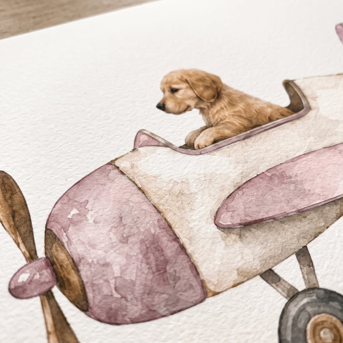 Custom Nursery Prints with Your Dog — Sailboat, Hot Air Balloon and Airplane, Set of 3, Vintage Pink