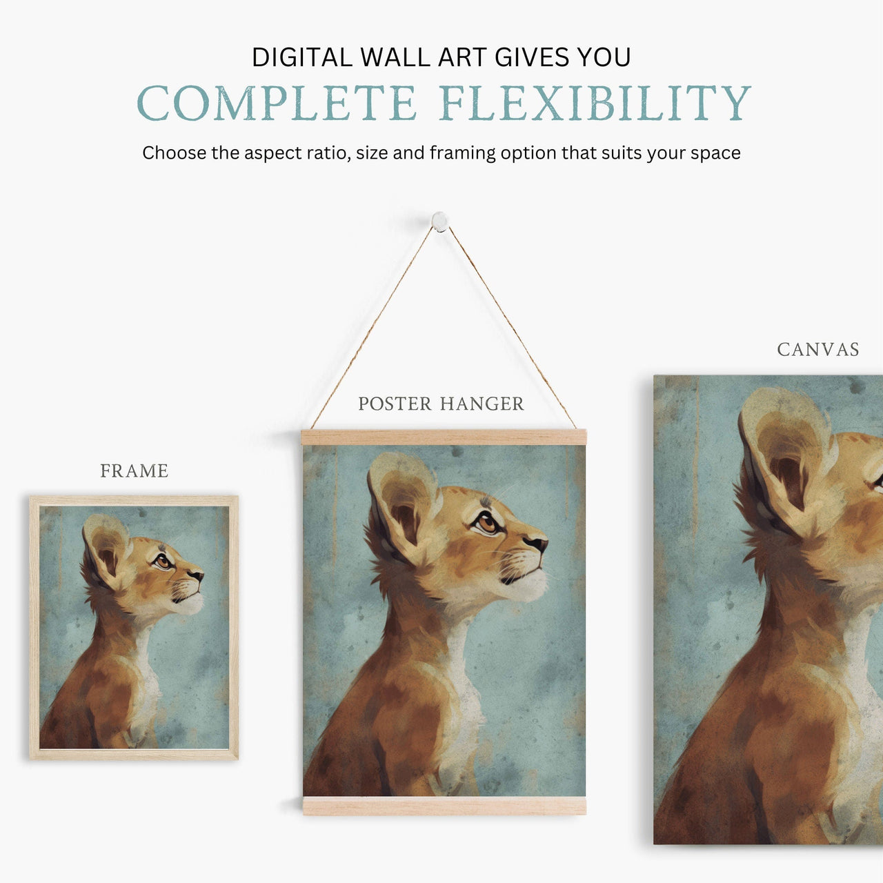 Lion Cub Wall Art – Safari Nursery Print for Boys