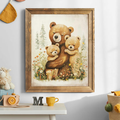 Cute Bear Prints, Family Portrait, Wildflower Kids Room Decor - WildfieldPrints