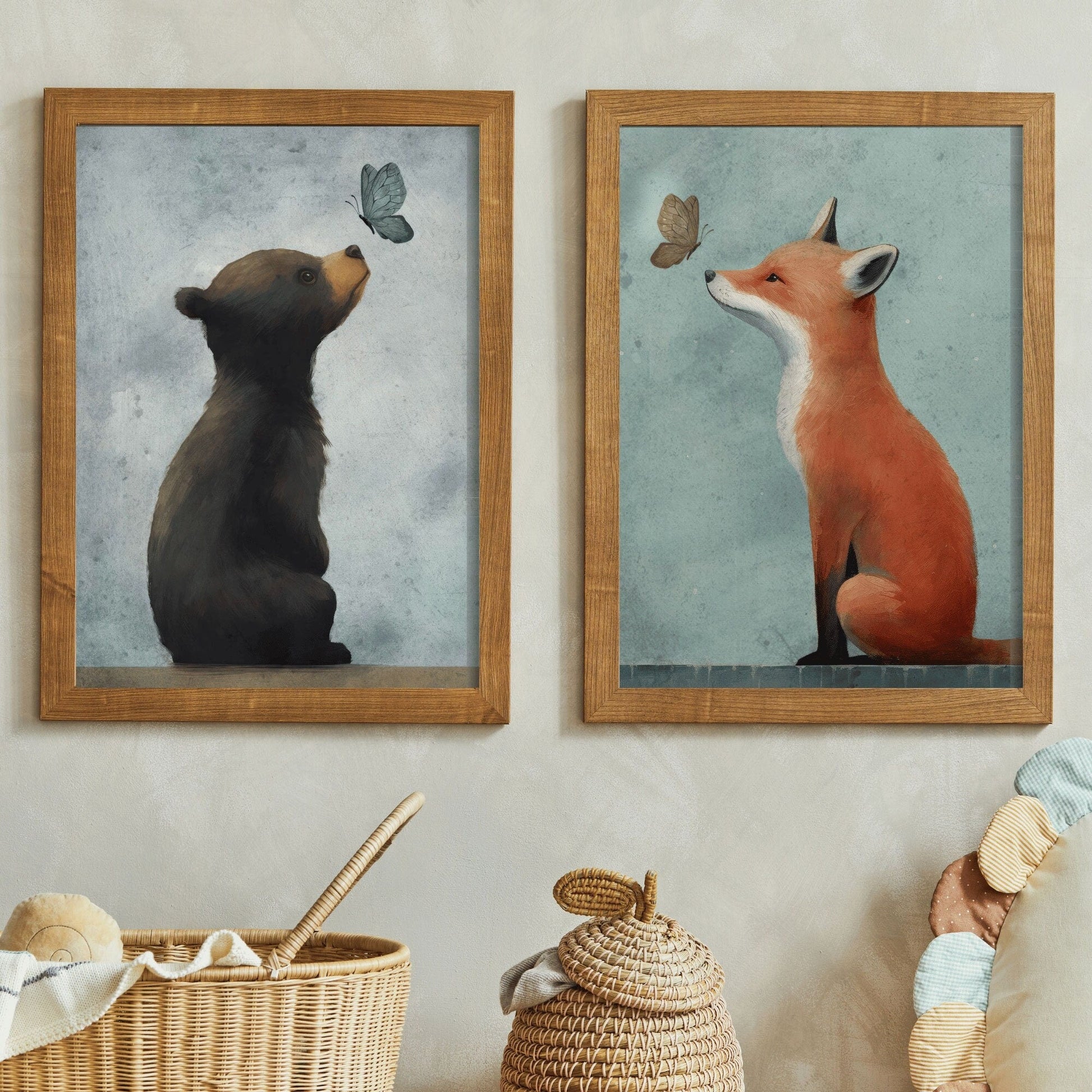Cute Forest Animal Prints, Woodland Nursery Decor, Baby Animal Art - WildfieldPrints