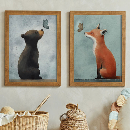Cute Forest Animal Prints, Woodland Nursery Decor, Baby Animal Art - WildfieldPrints