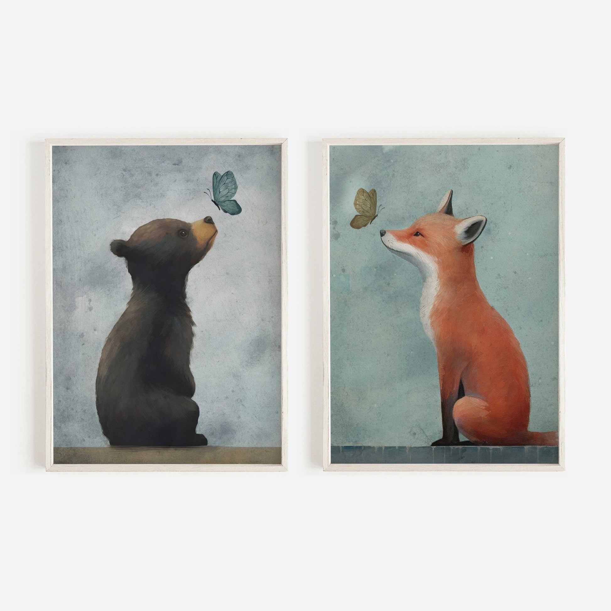 Cute Forest Animal Prints, Woodland Nursery Decor, Baby Animal Art - WildfieldPrints