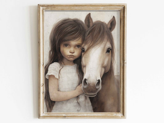 Cute Horse Wall Art, Vintage Equestrian Decor for Girls' Room - WildfieldPrints