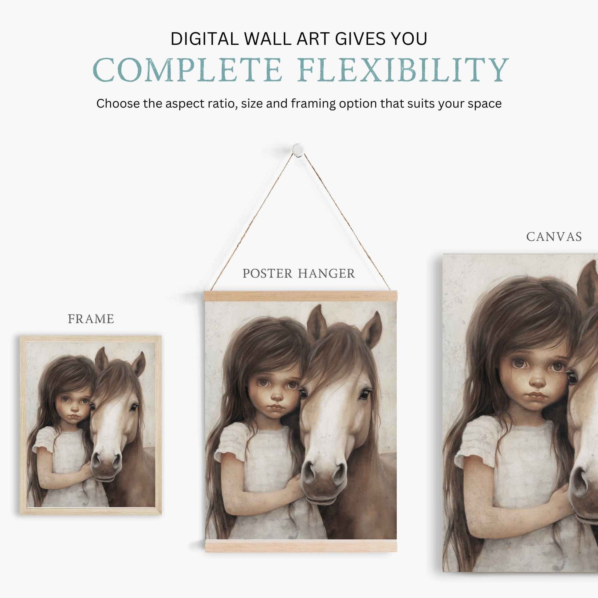 Cute Horse Wall Art, Vintage Equestrian Decor for Girls' Room - WildfieldPrints