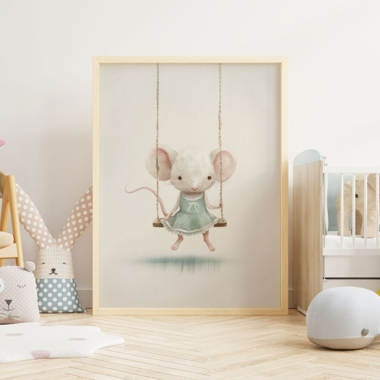 Whimsical Mouse Print – Animal Nursery Wall Art for Girls