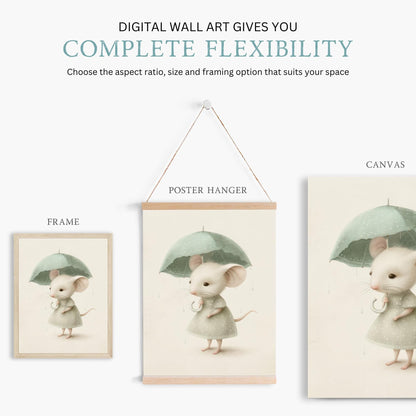 Cute Mouse Prints, Whimsical Nursery Wall Decor, Girls Room Art - WildfieldPrints