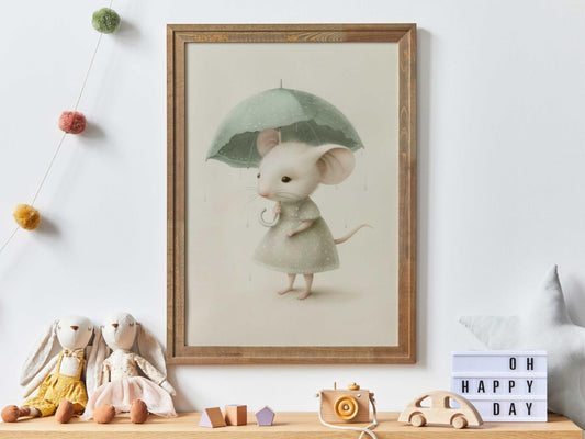Cute Mouse Prints, Whimsical Nursery Wall Decor, Girls Room Art - WildfieldPrints