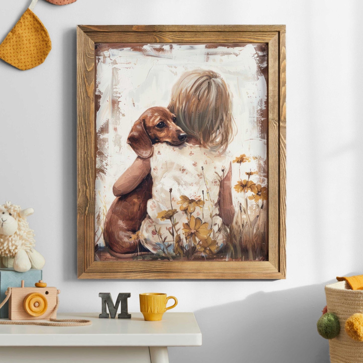 Dachshund Nursery Art, Brown Dachshund Art, Dachshund Baby Shower Decor, Vintage Dog Print, Dachshund Art Print Girls Room,Printable Dog Art - My Store