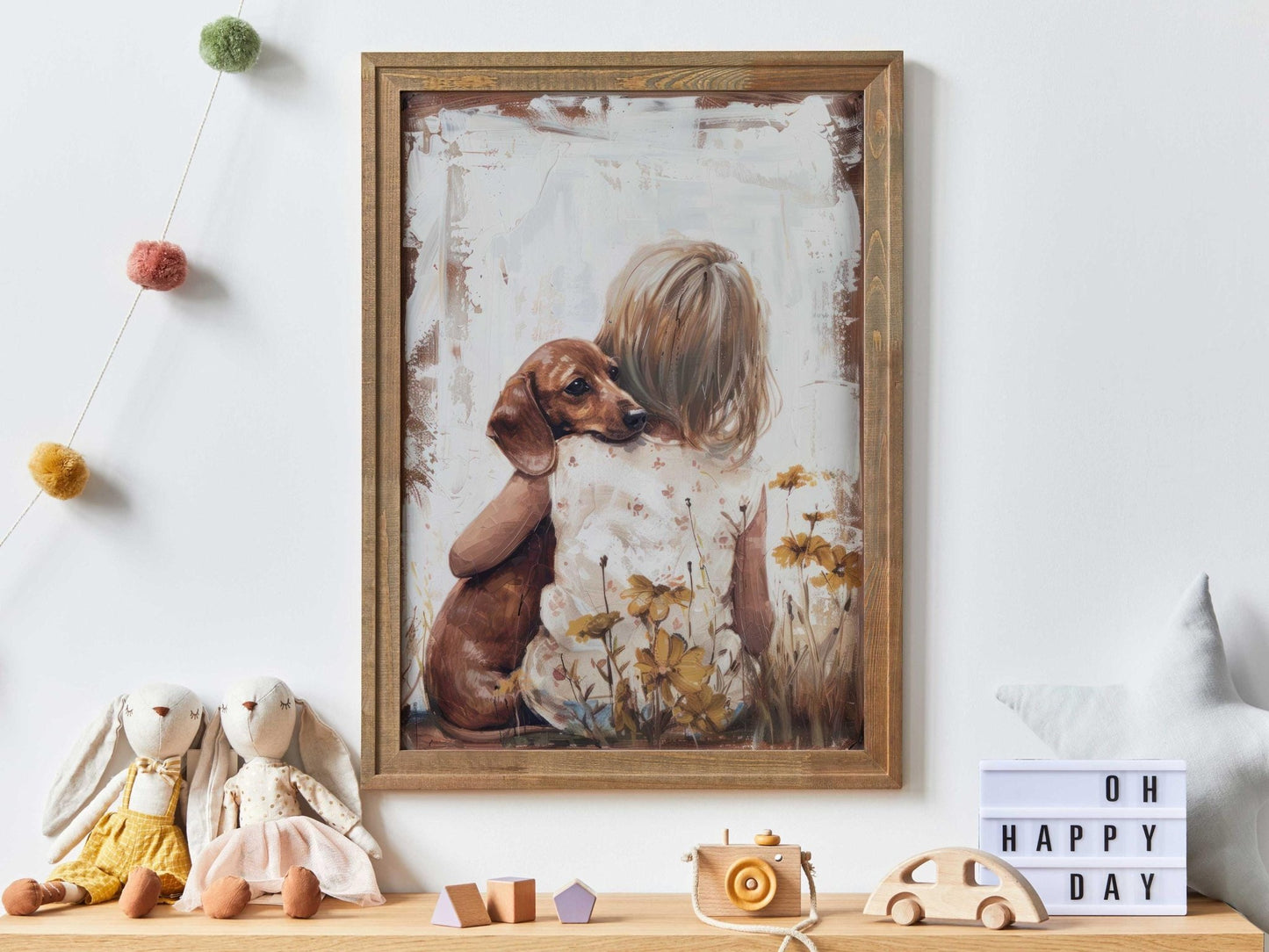 Dachshund Nursery Art, Brown Dachshund Art, Dachshund Baby Shower Decor, Vintage Dog Print, Dachshund Art Print Girls Room,Printable Dog Art - My Store