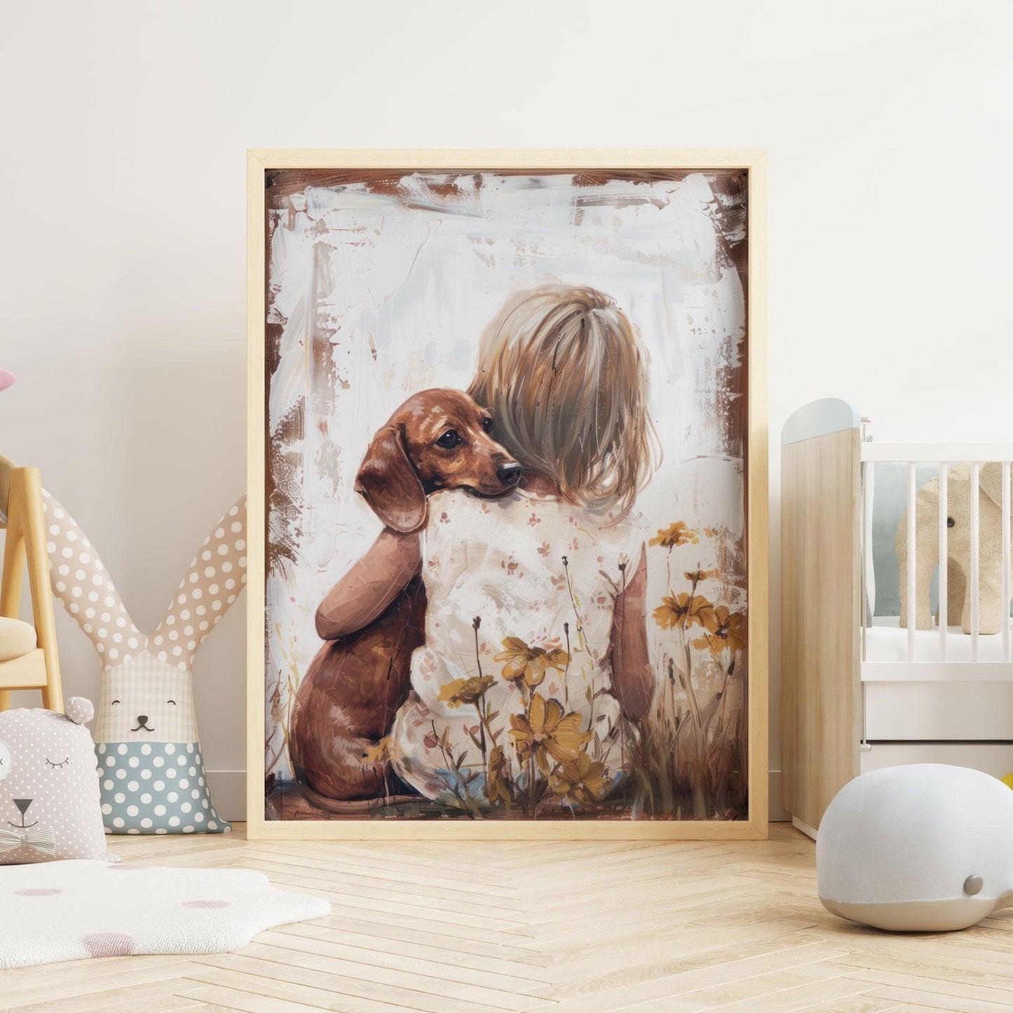 Dachshund Nursery Art, Brown Dachshund Art, Dachshund Baby Shower Decor, Vintage Dog Print, Dachshund Art Print Girls Room,Printable Dog Art - My Store