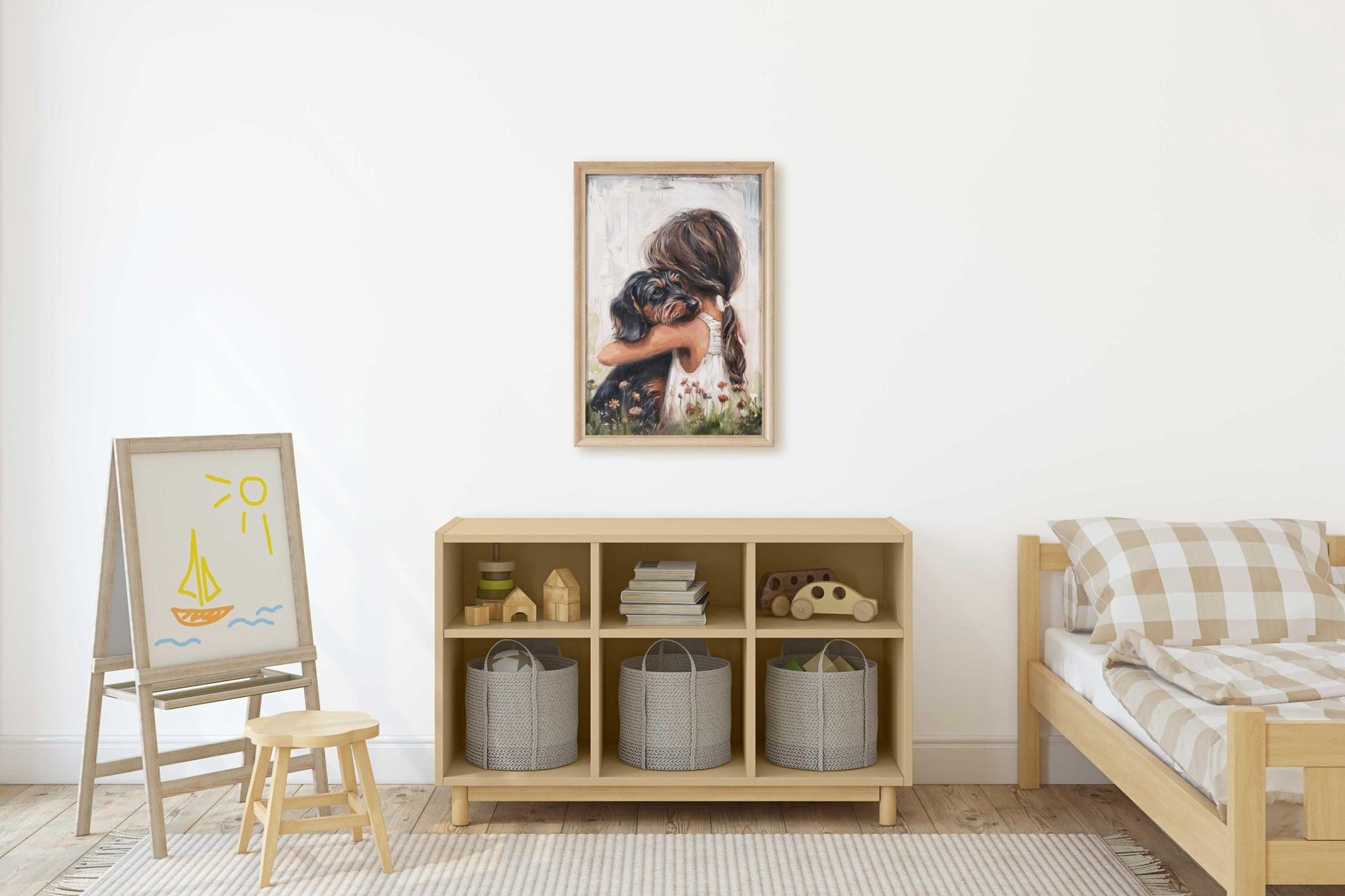 Dachshund Nursery Decor, Wire Haired Dog Art, Black and Brown Print - WildfieldPrints