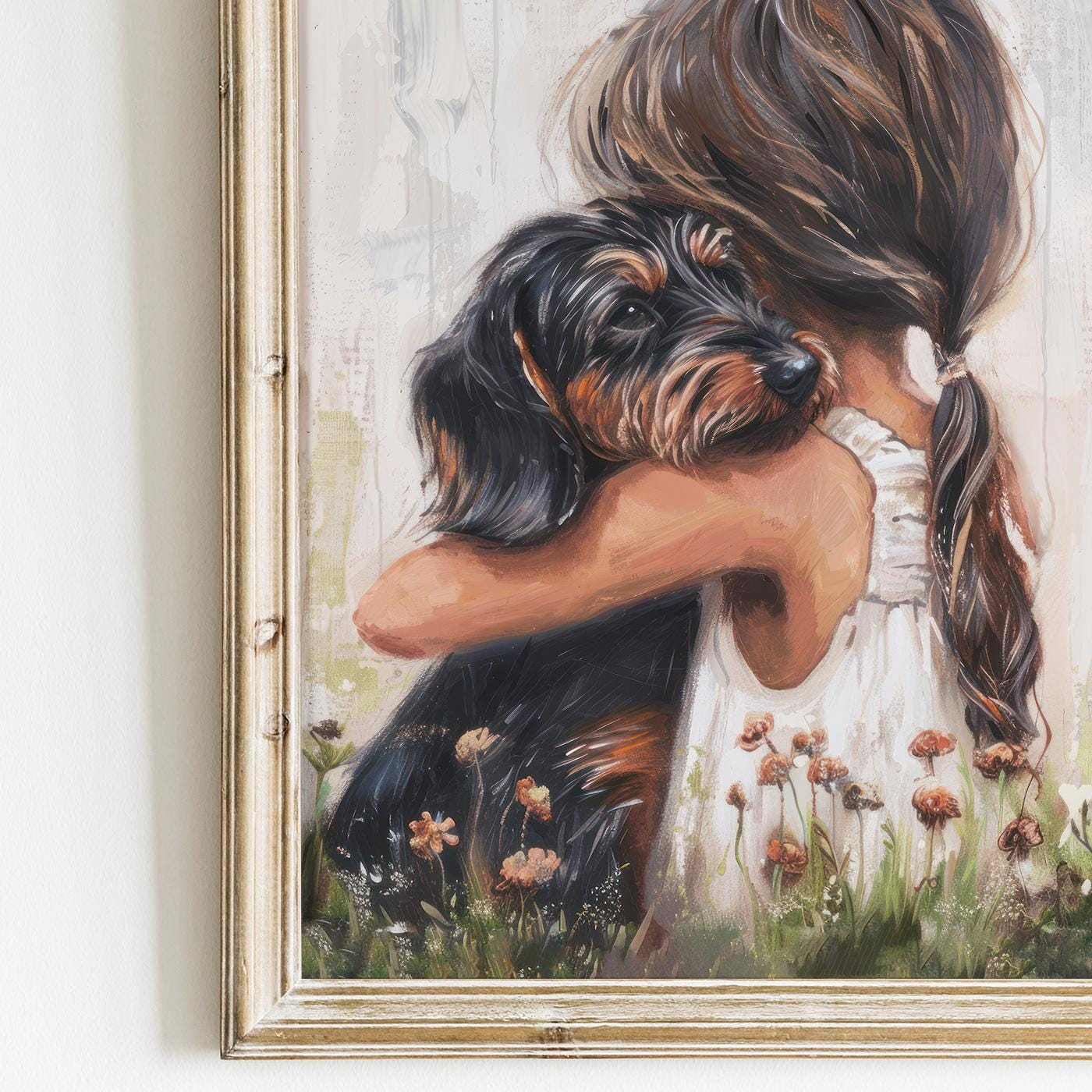 Dachshund Nursery Decor, Wire Haired Dog Art, Black and Brown Print - WildfieldPrints