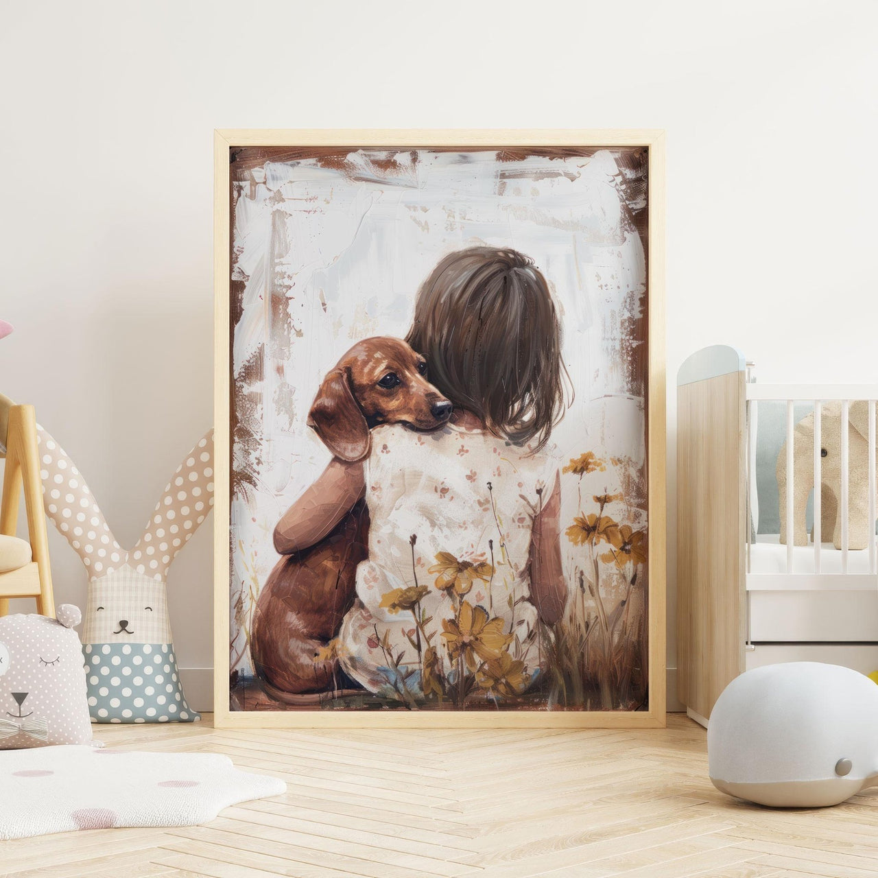 Dachshund Wall Art – Dog Nursery Print for Kids