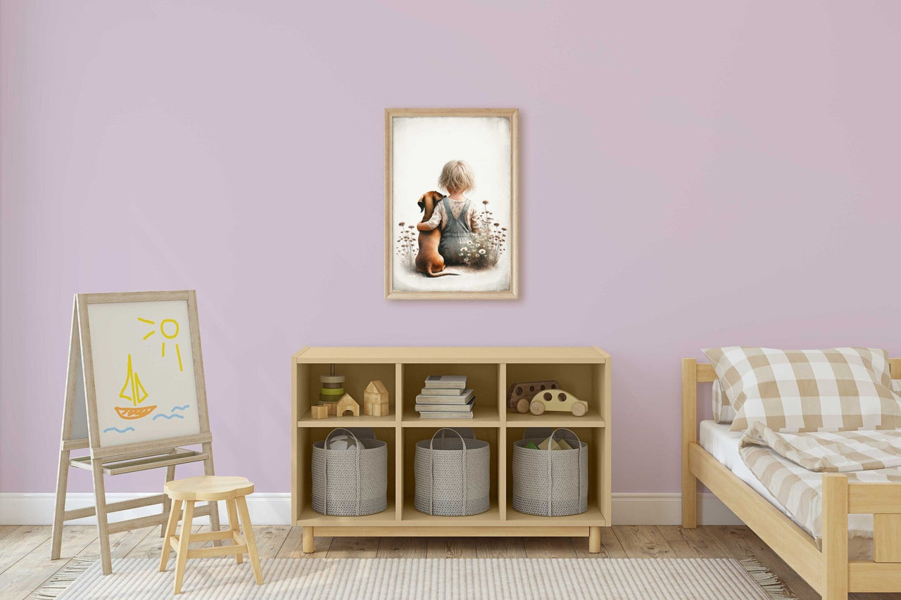 Dachshund Wall Art – Dog Nursery Print for Girls
