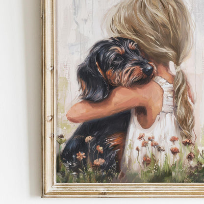 Dachshund Wall Art, Black and Brown Print, Dog Decor for Girls - WildfieldPrints