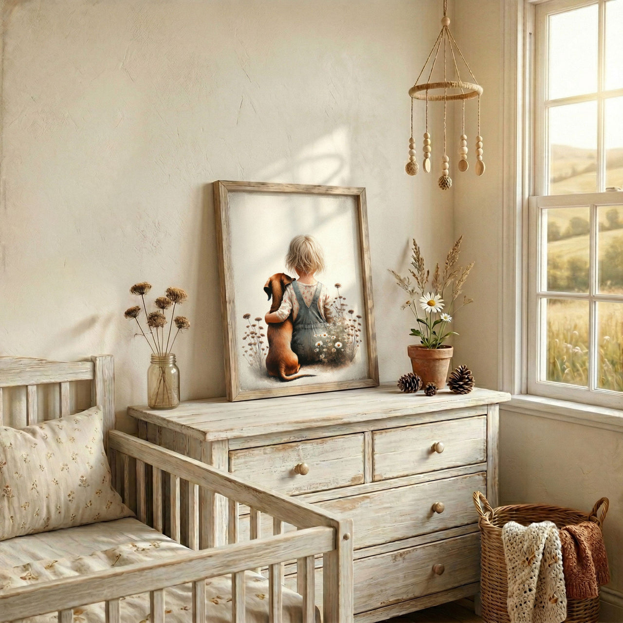 Dachshund Wall Art – Dog Nursery Print for Girls