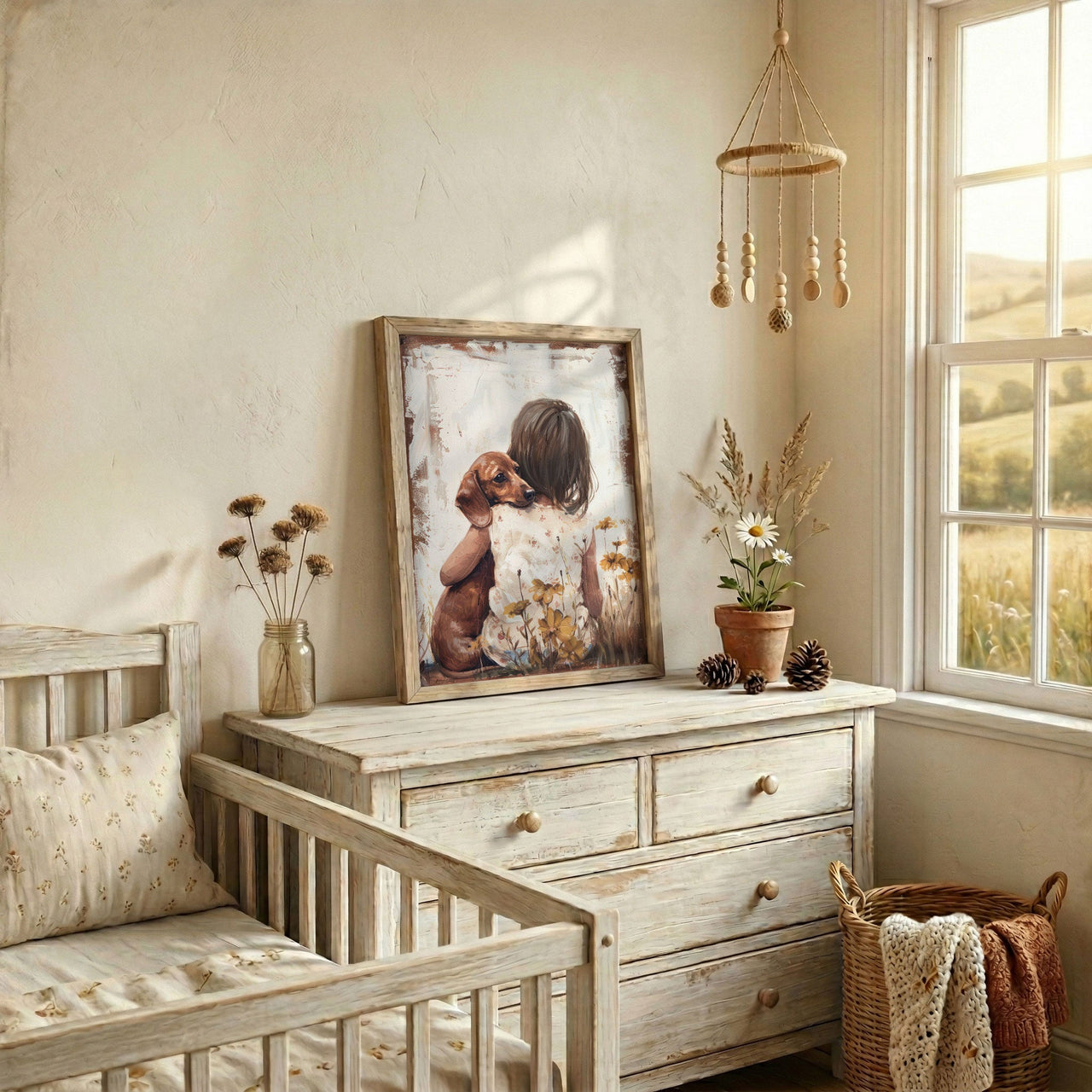 Dachshund Wall Art – Dog Nursery Print for Kids