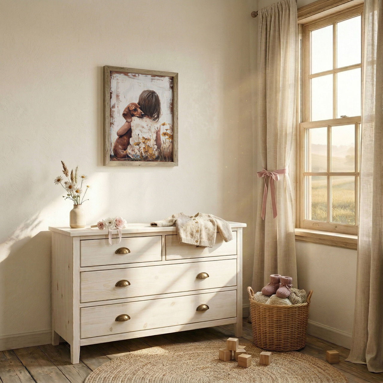 Dachshund Wall Art – Dog Nursery Print for Kids