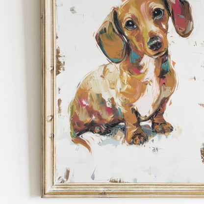 Dachshund Wall Art, Rustic Dog Decor, Puppy Print - WildfieldPrints