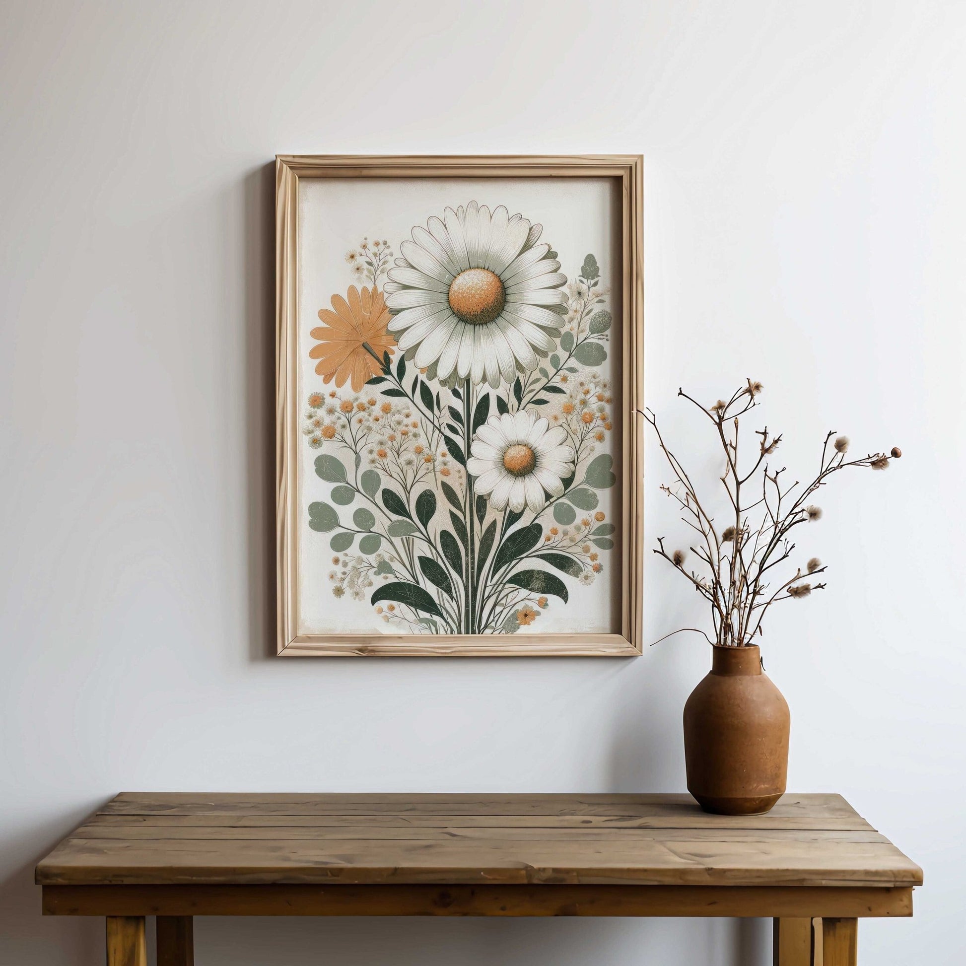 Daisy Flower Art, Wildflower Wall Decor, Floral Nursery Painting - WildfieldPrints