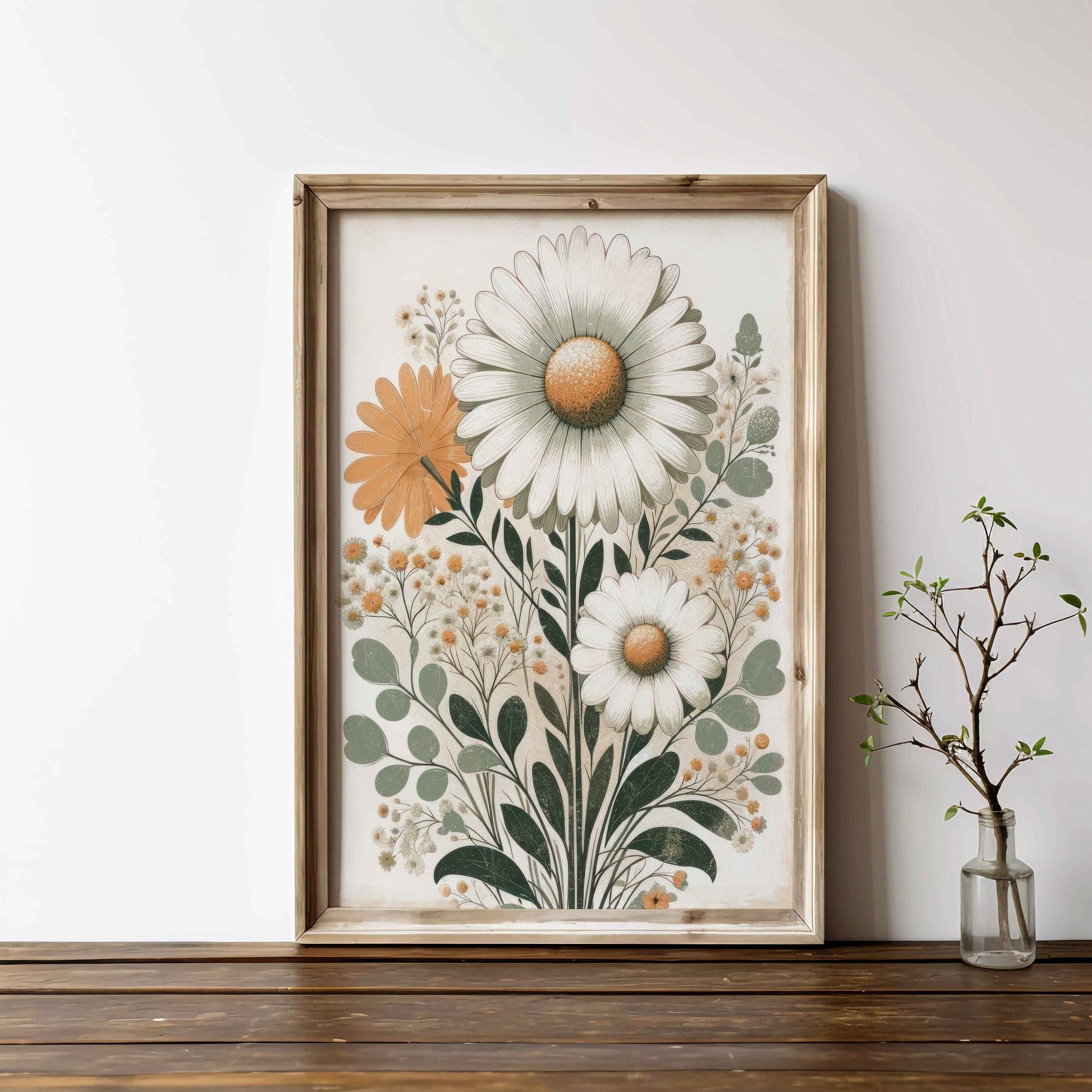 Daisy Flower Art, Wildflower Wall Decor, Floral Nursery Painting - WildfieldPrints