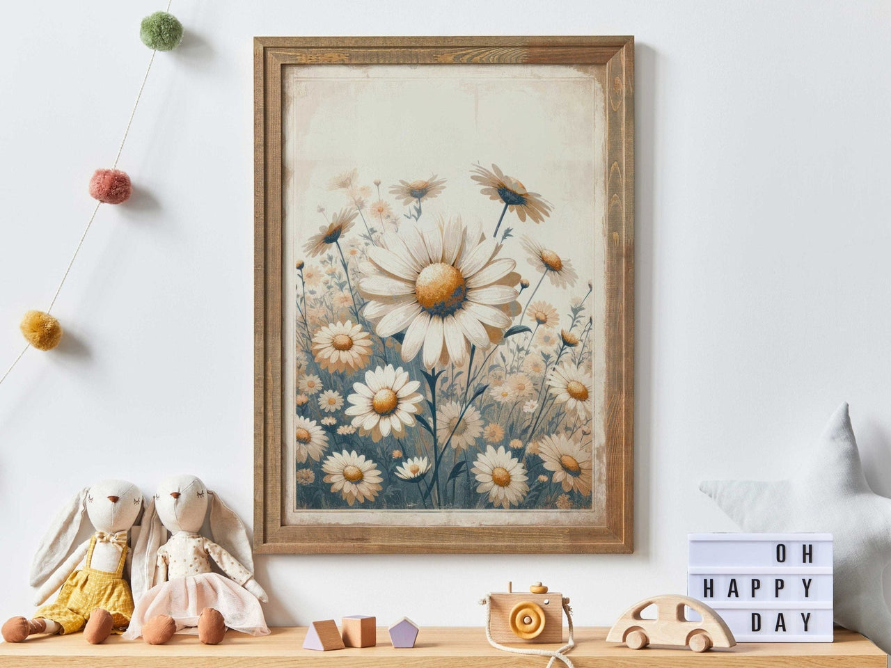 Daisy Flower Wall Art – Floral Kids Room Print