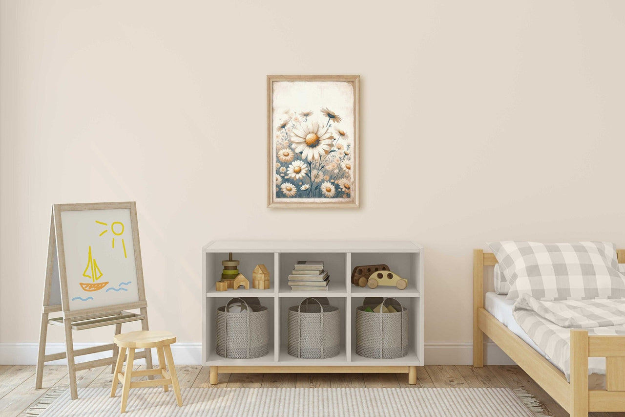 Daisy Flower Wall Art – Floral Kids Room Print