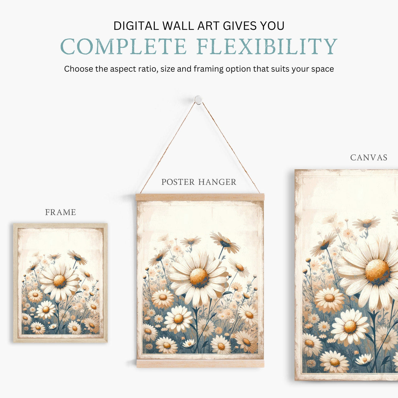Daisy Flower Wall Art – Floral Kids Room Print