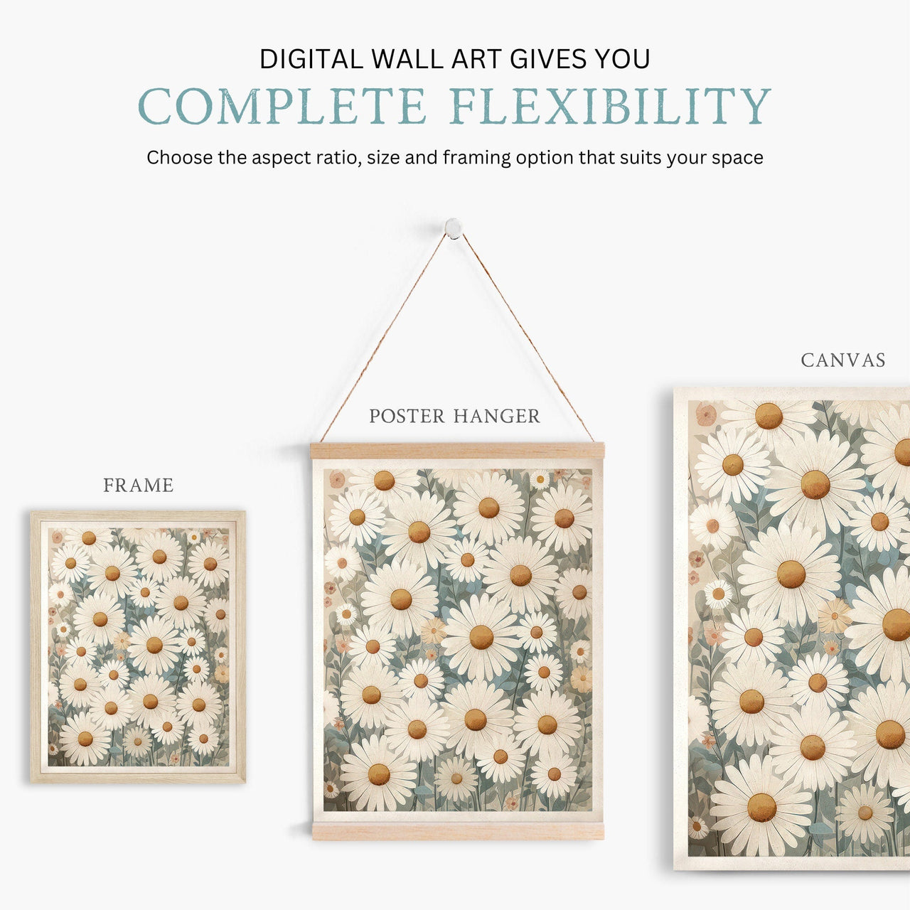 Daisy Flower Wall Art – Floral Kids Room Print