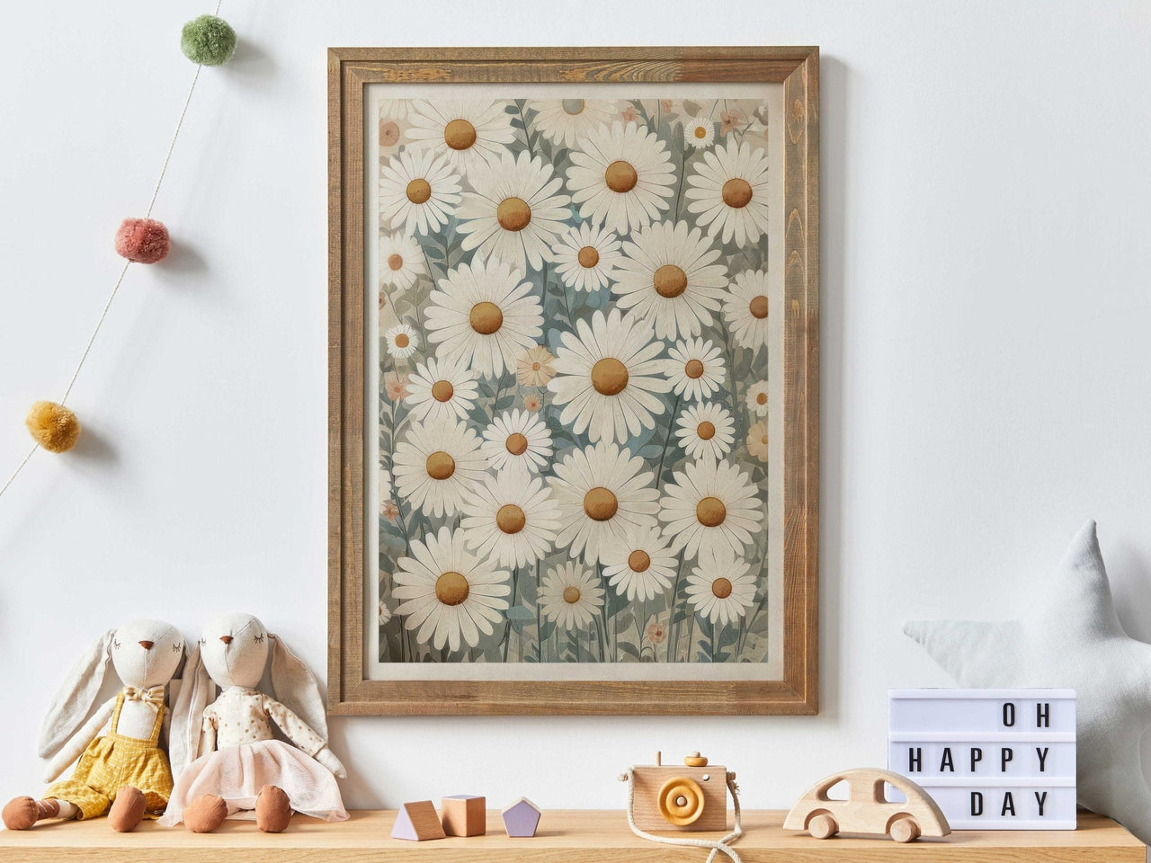 Daisy Flower Wall Art – Floral Kids Room Print